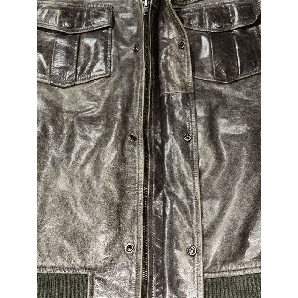 Knoles & Carter Bomber Coat 4XL Olive‎ Green Leather Button Zip Up Quilted Men - Picture 6 of 14